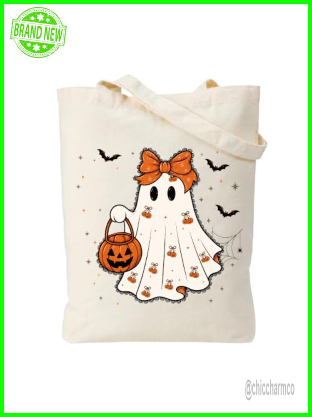 Lamyba Halloween Tote Bag Trick or Treat Candy Bag Canvas
